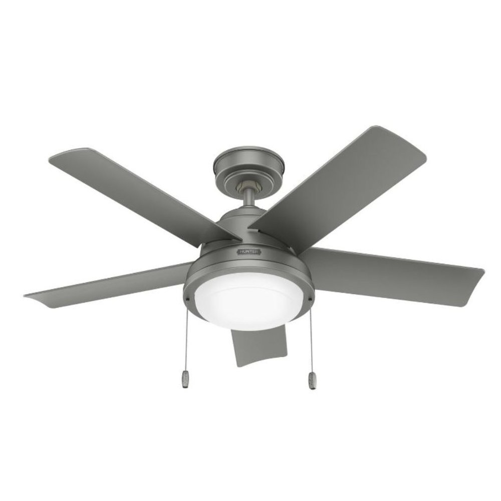 Hunter Ceiling Fan - Seawall Indoor Outdoor with LED Light 44 inch Matte Silver